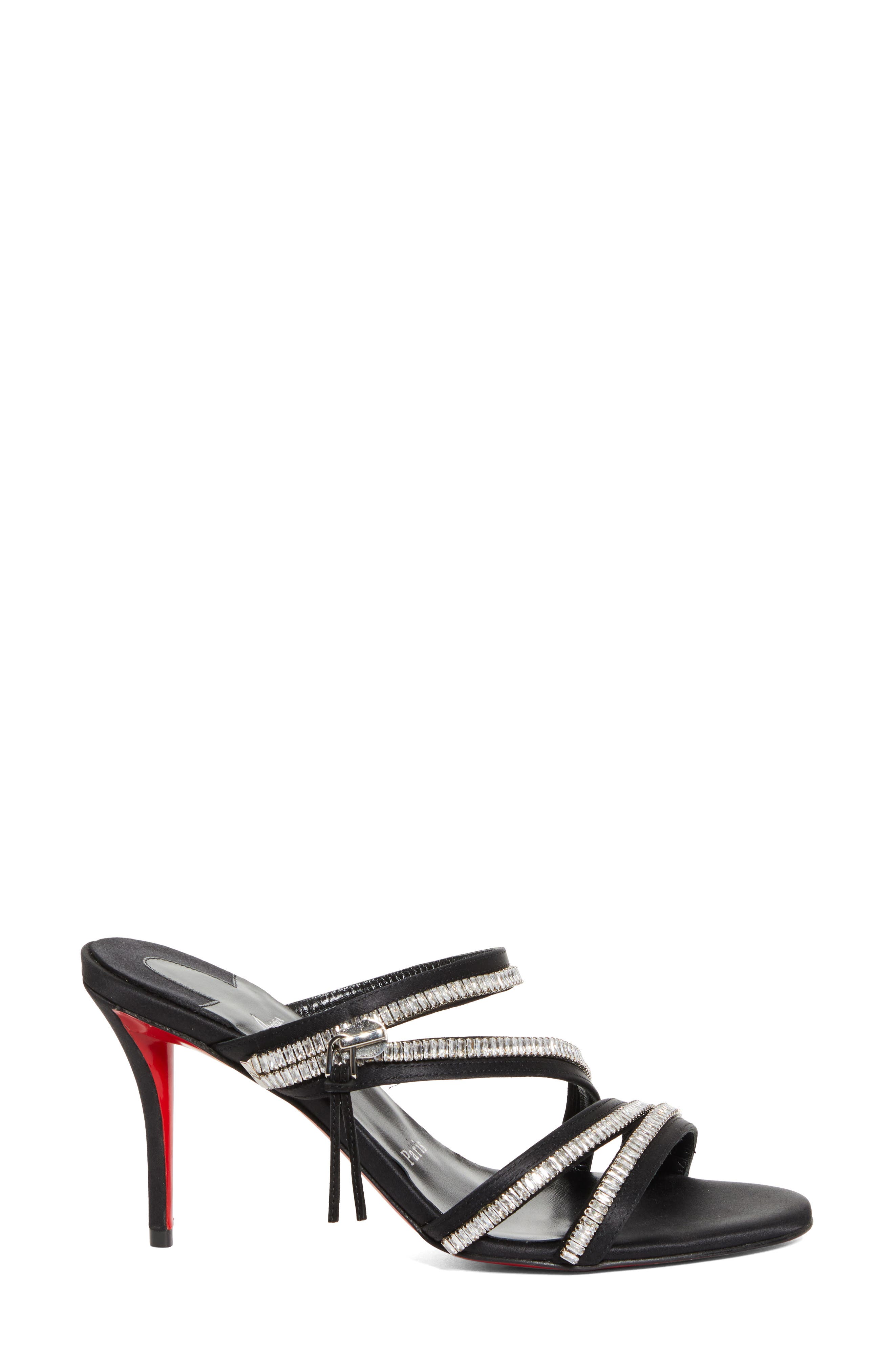 Merylzip Crystal Embellished Sandal, Alternate, color, BLACK