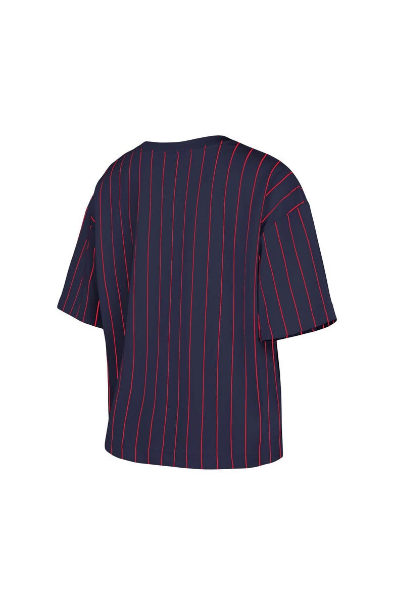 New Era Women's New Era Navy Cleveland Guardians Boxy Pinstripe T-Shirt, Alternate, color, Navy