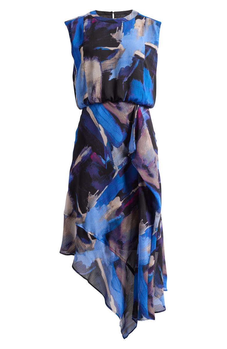 DKNY Sleeveless Asymmetric Midi Dress, Alternate, color, Blue Brush