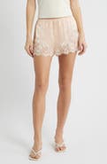 DÔEN Iona Lace Trim Silk Satin Shorts