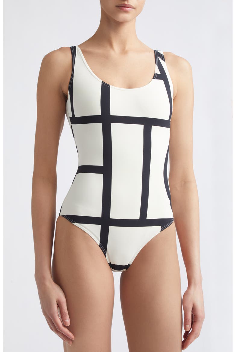Logo One-Piece Swimsuit, Alternate, color, TOFU