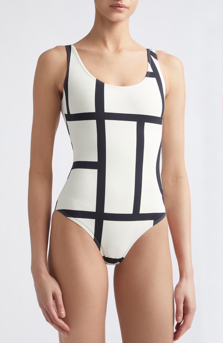 TOTEME Logo One-Piece Swimsuit, Alternate, color, Tofu