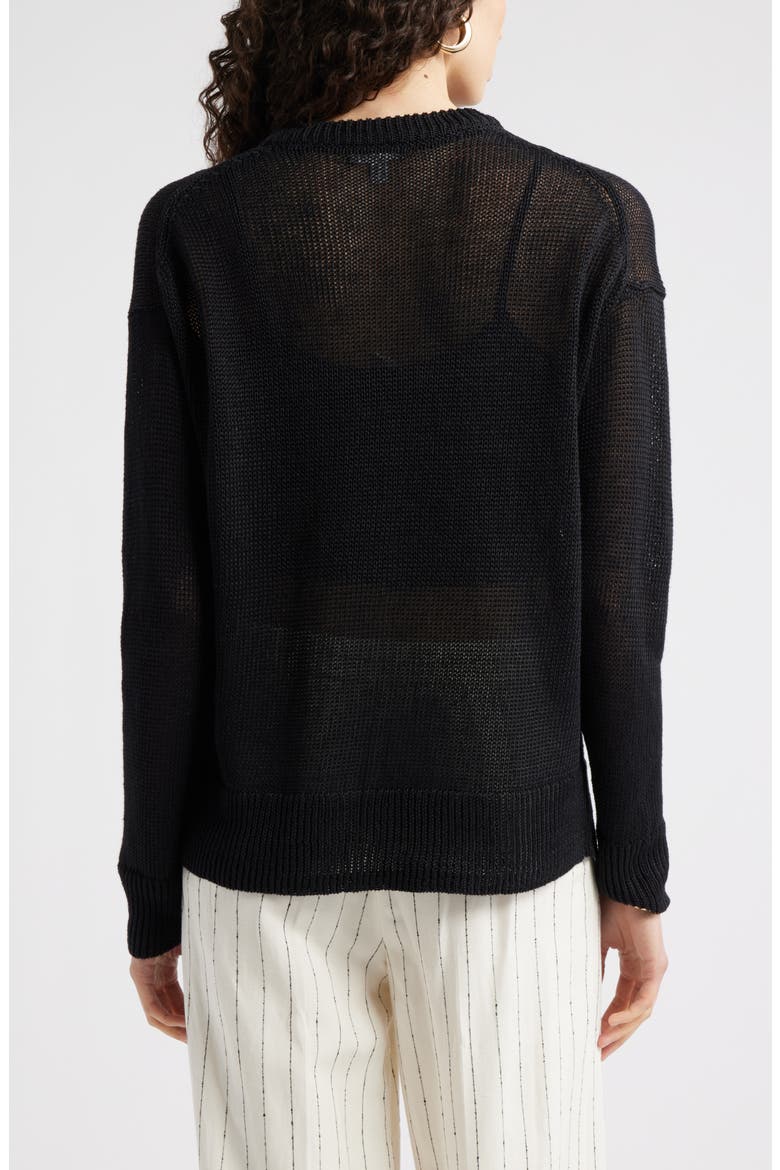 Open Knit Linen Sweater, Alternate, color, BLACK