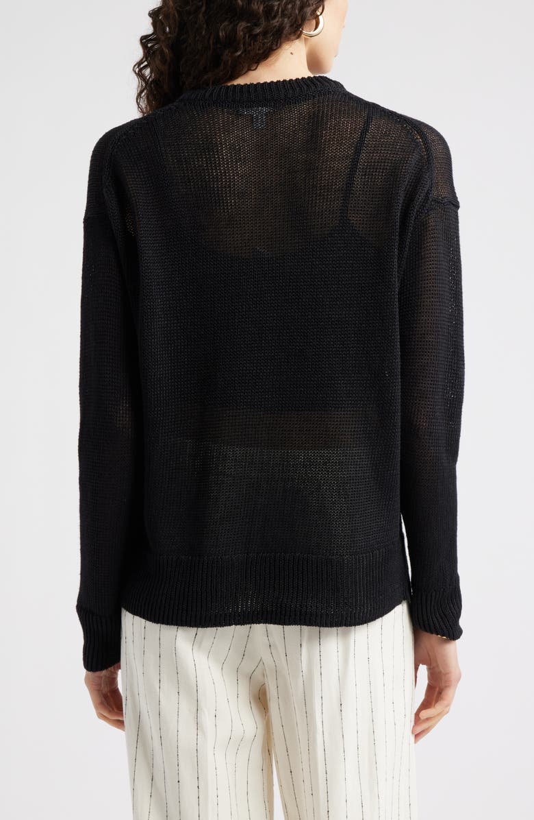 Nordstrom Open Knit Linen Sweater, Alternate, color, Black
