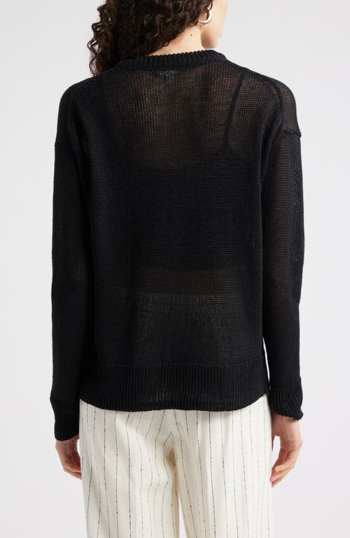 Nordstrom Open Knit Linen Sweater In Black