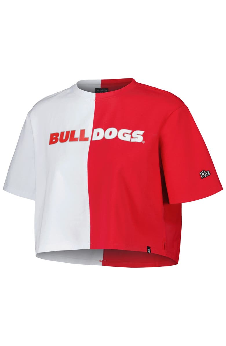 Hype and Vice Women's Hype and Vice Red/White Georgia Bulldogs Color Block Brandy Cropped T-Shirt, Alternate, color, 