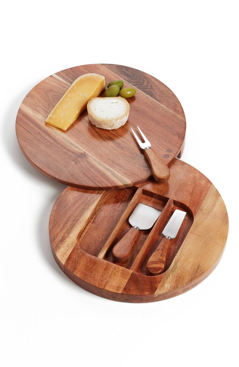 NORDSTROM AT HOME Acacia Wood Cheese Board & Cheese Knives, Main, color,