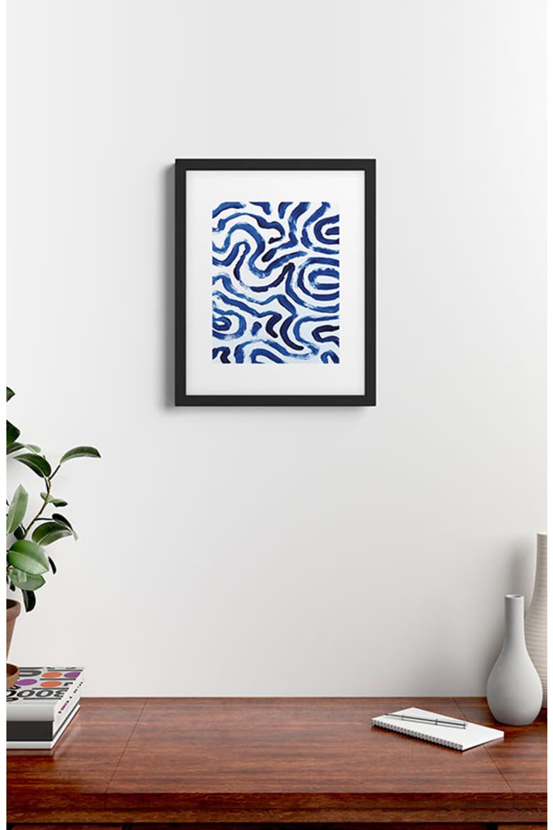 Blue Minimal Framed Art Print, Alternate, color, BLUE/ WHITE