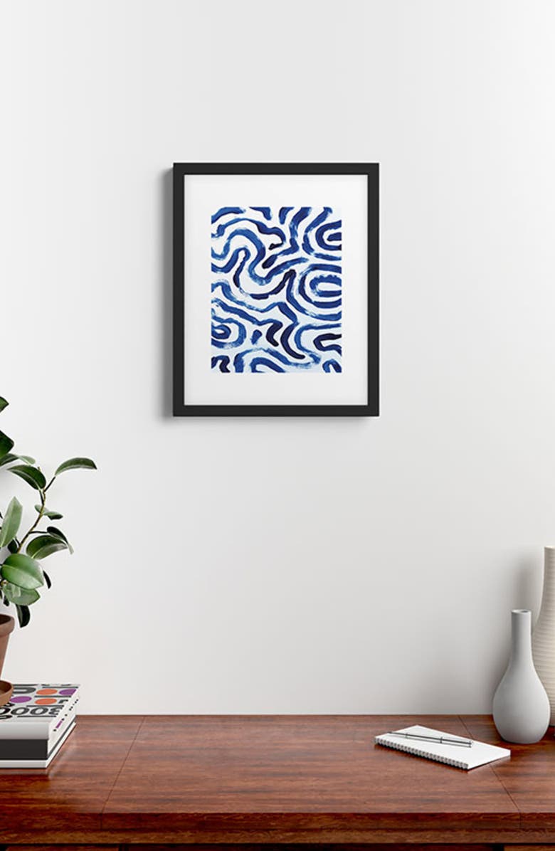 Deny Designs Blue Minimal Framed Art Print, Alternate, color, Blue/ White