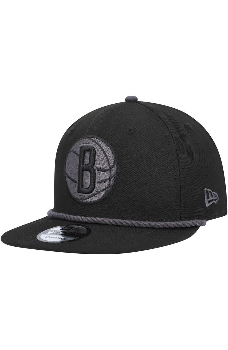 New Era Men's New Era Black Brooklyn Nets Back Laurels 9FIFTY Snapback Hat, Alternate, color, Black