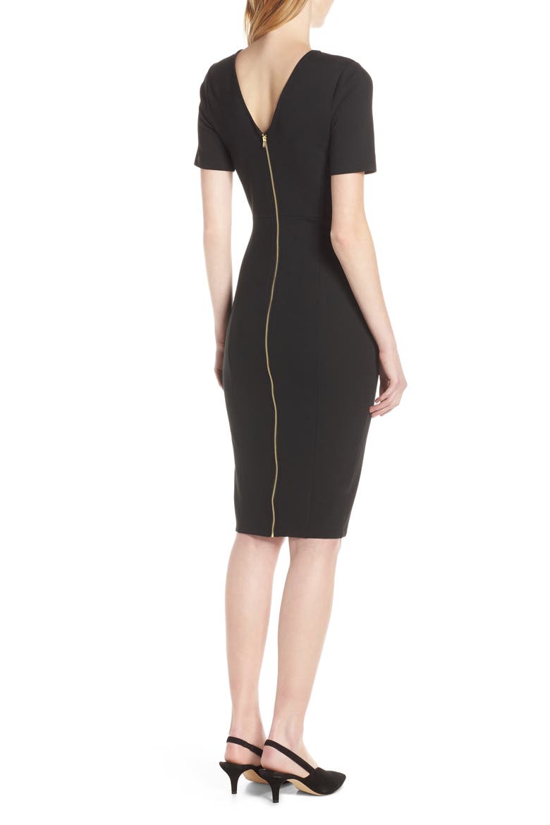 Zip Back Sheath Dress, Main, color, BLACK