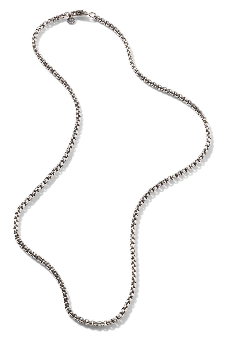 Men's Naga Box Chain Necklace, Alternate, color, SILVER