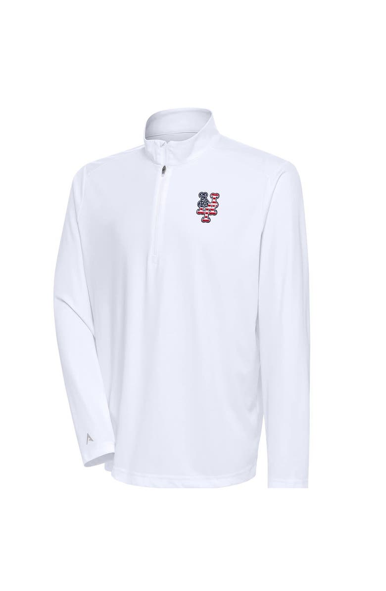 ANTIGUA Men's Antigua  White New York Mets Patriotic Tribute Quarter-Zip Pullover Top, Main, color, 