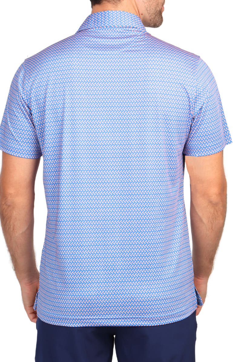 TailorByrd Orange Slice Print Performance Polo, Alternate, color, Royal Blue