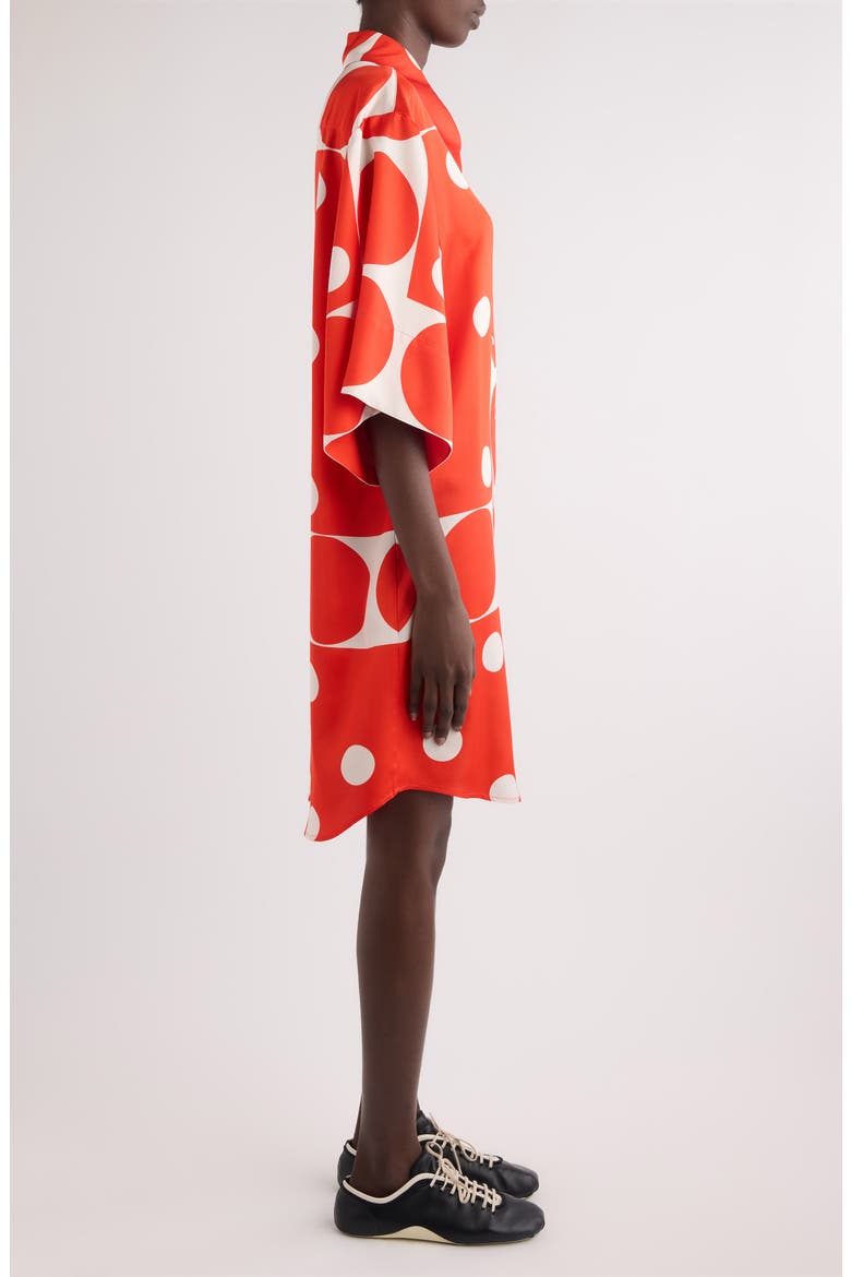 Drea Polka Dot Satin Shirtdress, Alternate, color, RED