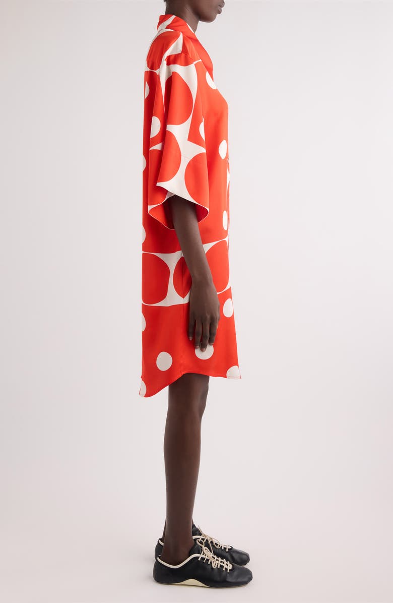 Dries Van Noten Drea Polka Dot Satin Shirtdress, Alternate, color, Red