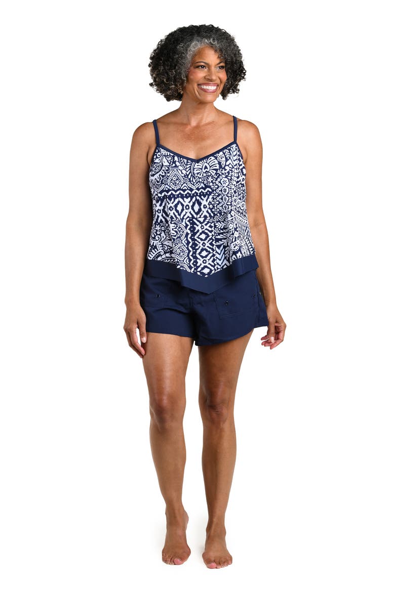 Bohemia Flutter Tankini Swim Top, Alternate, color, INDIGO