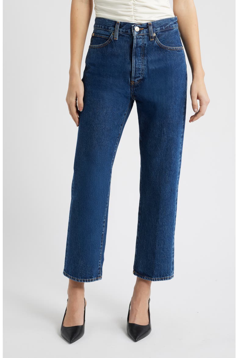 The Vertical High Waist Ankle Relaxed Straight Leg Jeans, Main, color, LAVISH