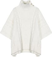Lauren Ralph Lauren Button Neck Cable Knit Poncho