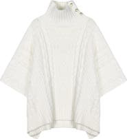 Lauren Ralph Lauren Button Neck Cable Knit Poncho