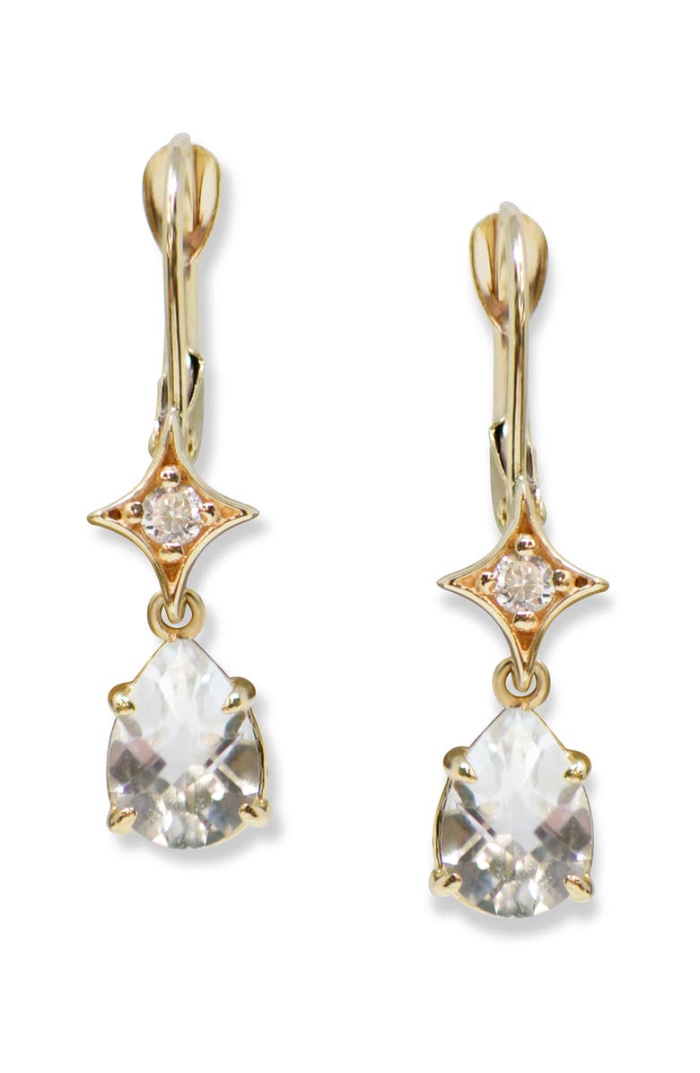 Anzie Jac + Jo Emilia Gothic Star Pear Drop Earrings, Main, color, Gold/ Clear