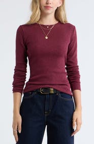 Treasure & Bond Long Sleeve Cotton Blend Rib T-Shirt