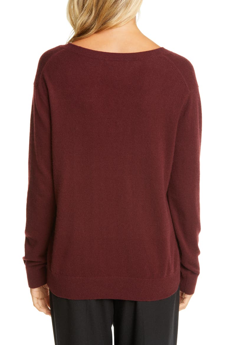 Weekend V-Neck Cashmere Sweater, Alternate, color, BLACK PLUM