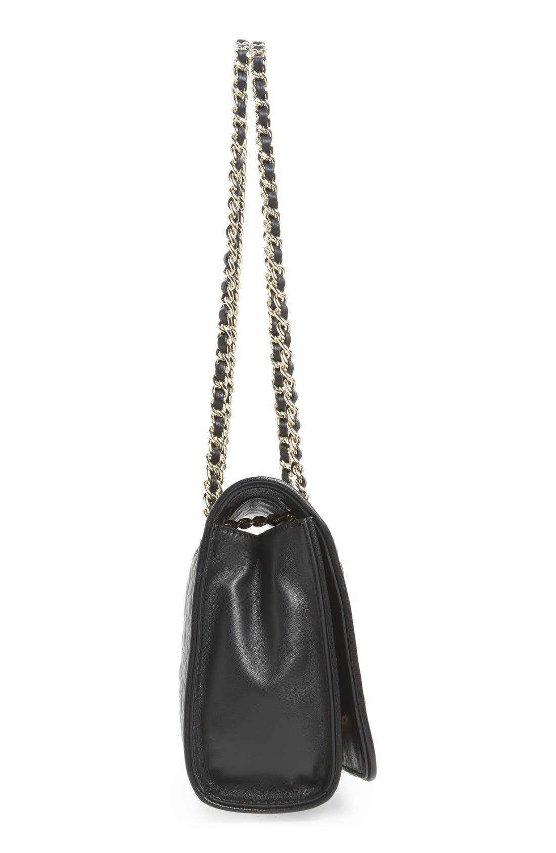 'Medium Fleming' Leather Shoulder Bag, Alternate, color, BLACK