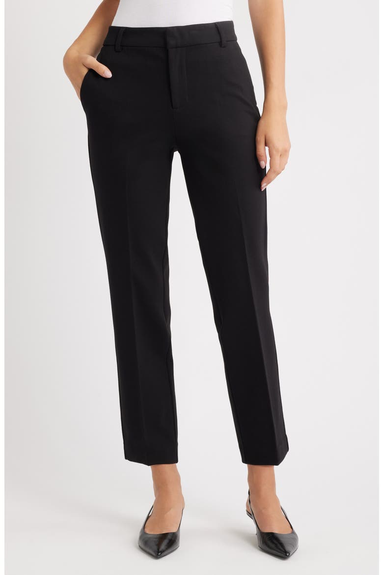 Kelsey Straight Leg Ponte Pants, Main, color, BLACK