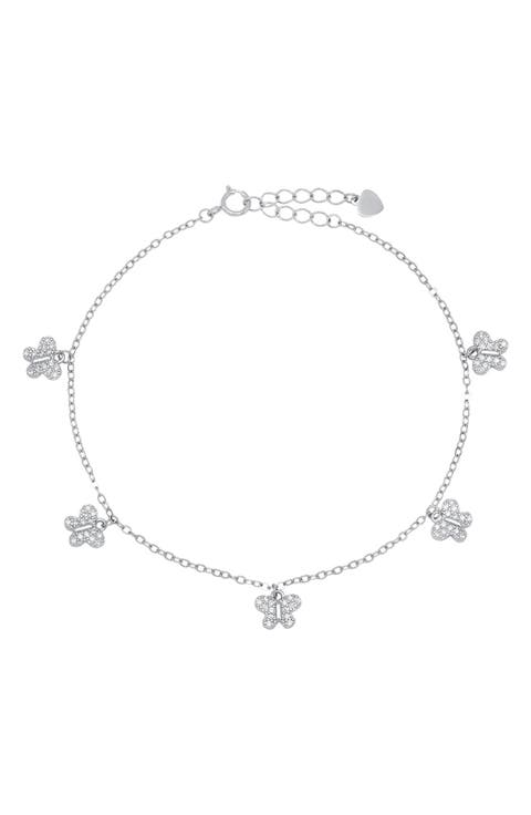 Sterling Silver CZ Butterfly Chain Bracelet