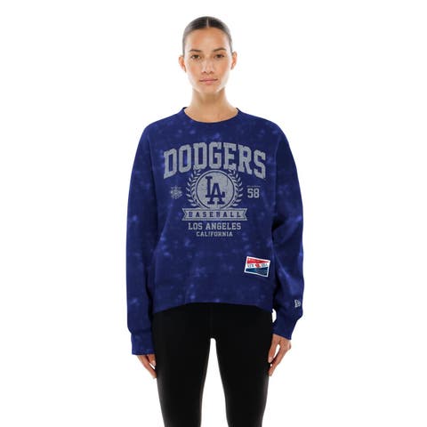 Women's New Era  Royal Los Angeles Dodgers Throwback Oversized Boxy Sweatshirt