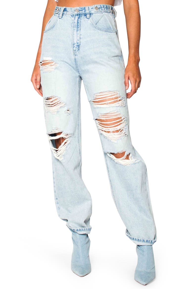 Hi And Loose Distressed Jeans, Main, color, STONE RAIDER TRASH