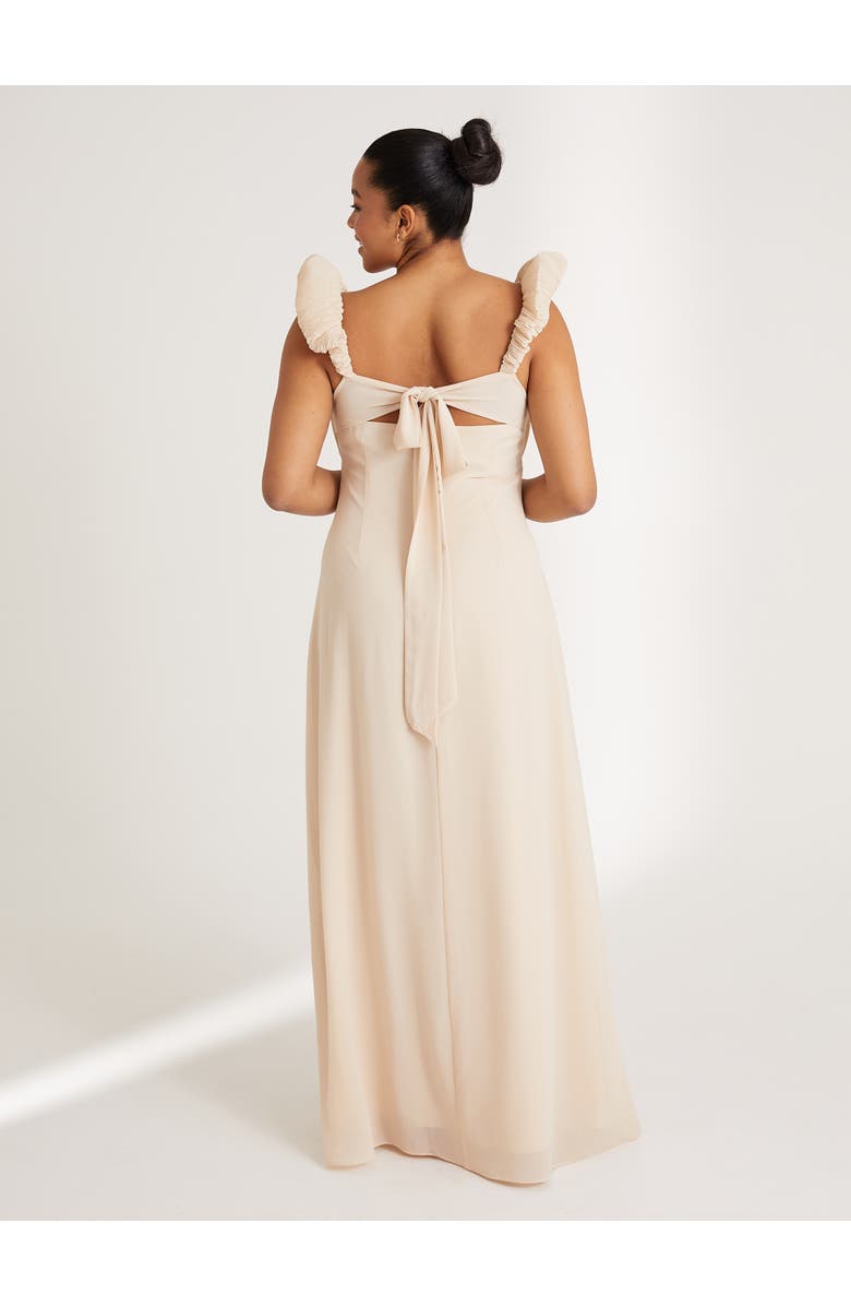 Six Stories Pleated Shoulder Bridesmaid Dress, Alternate, color, Cream