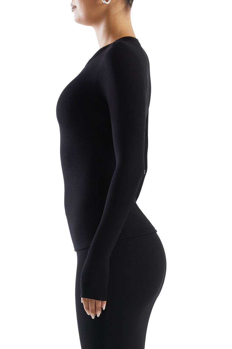 Crewneck Long Sleeve Top, Alternate, color, BLACK