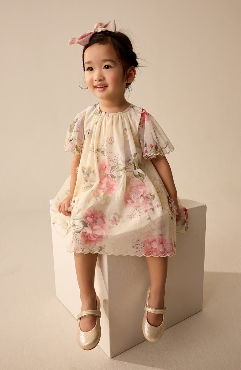Kids' Floral Mesh Party Dress