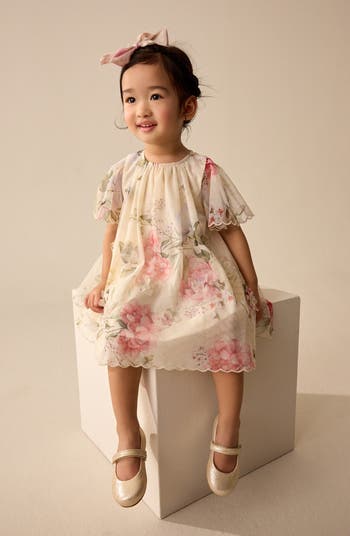 Kids' Floral Mesh Party Dress