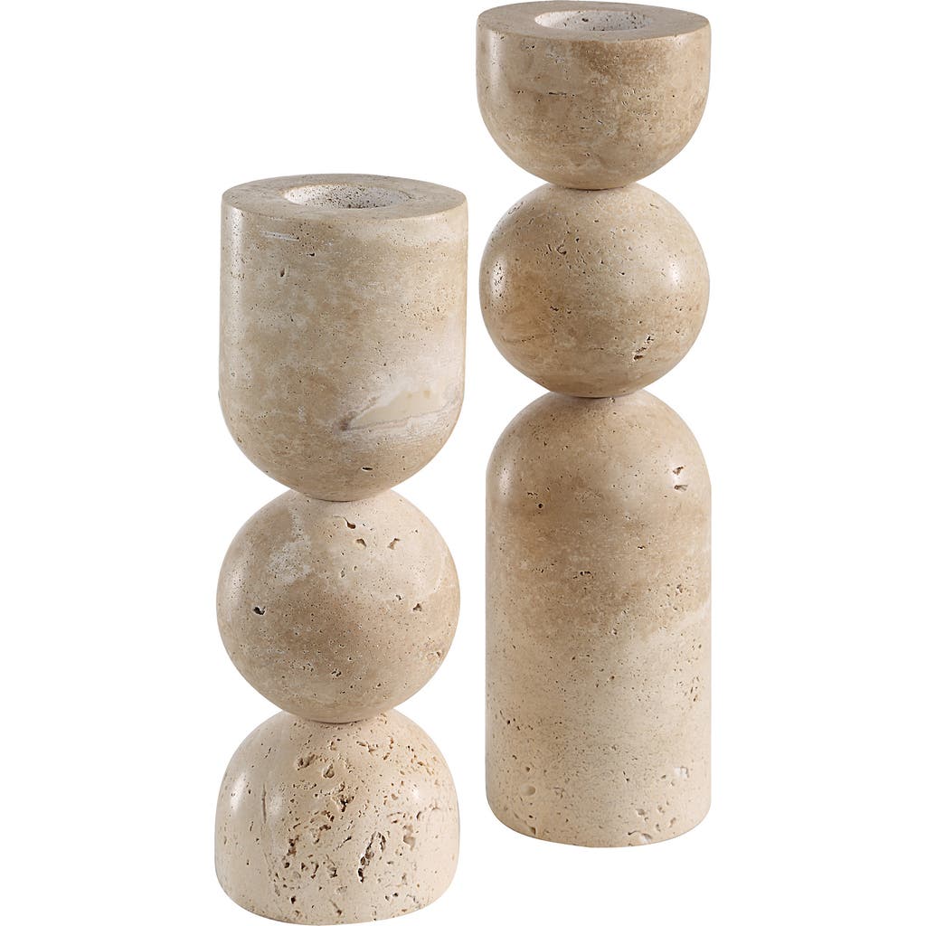 Renwil Travertine Candle Holders In Neutral