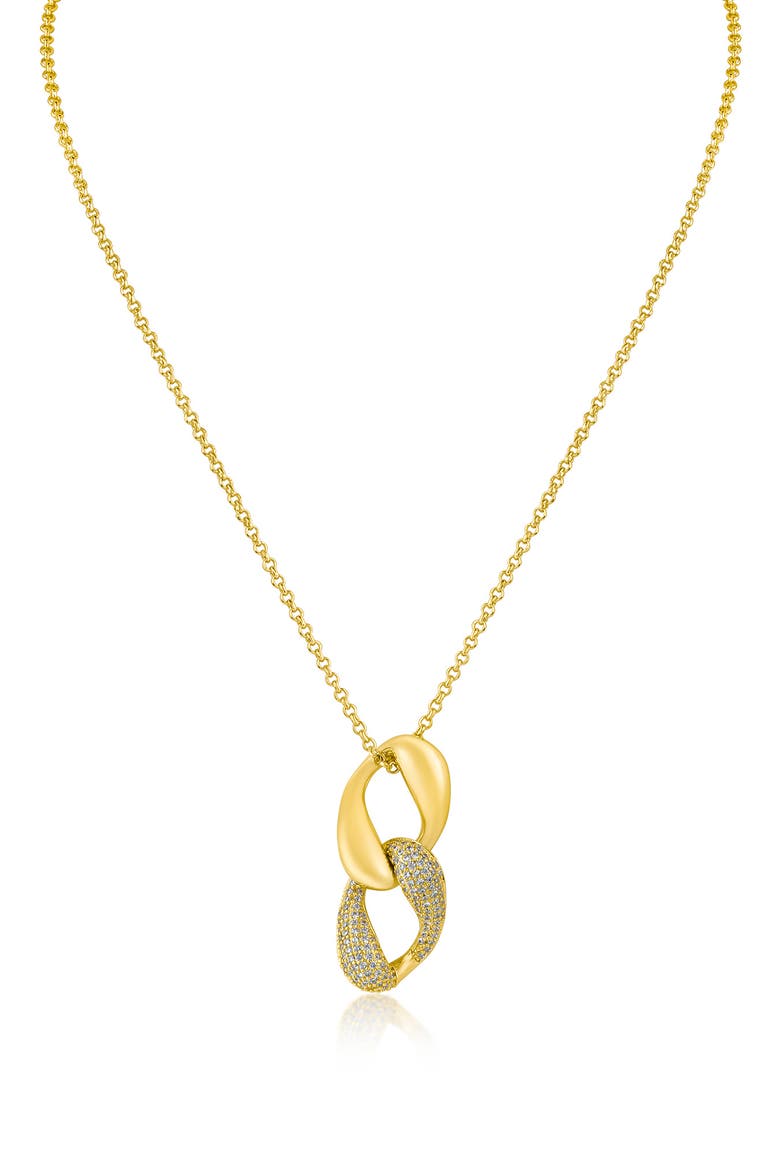 Pavé Interlocking Chain Pendant Necklace, Main, color, CLEAR/ GOLD
