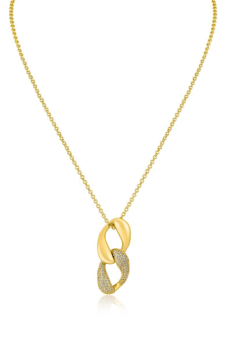 CZ by Kenneth Jay Lane Pavé Interlocking Chain Pendant Necklace, Main, color, Clear/ Gold