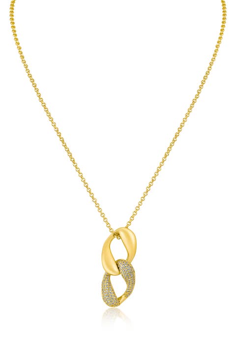 Pavé Interlocking Chain Pendant Necklace