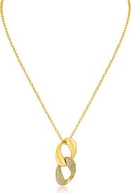 CZ by Kenneth Jay Lane Pavé Interlocking Chain Pendant Necklace