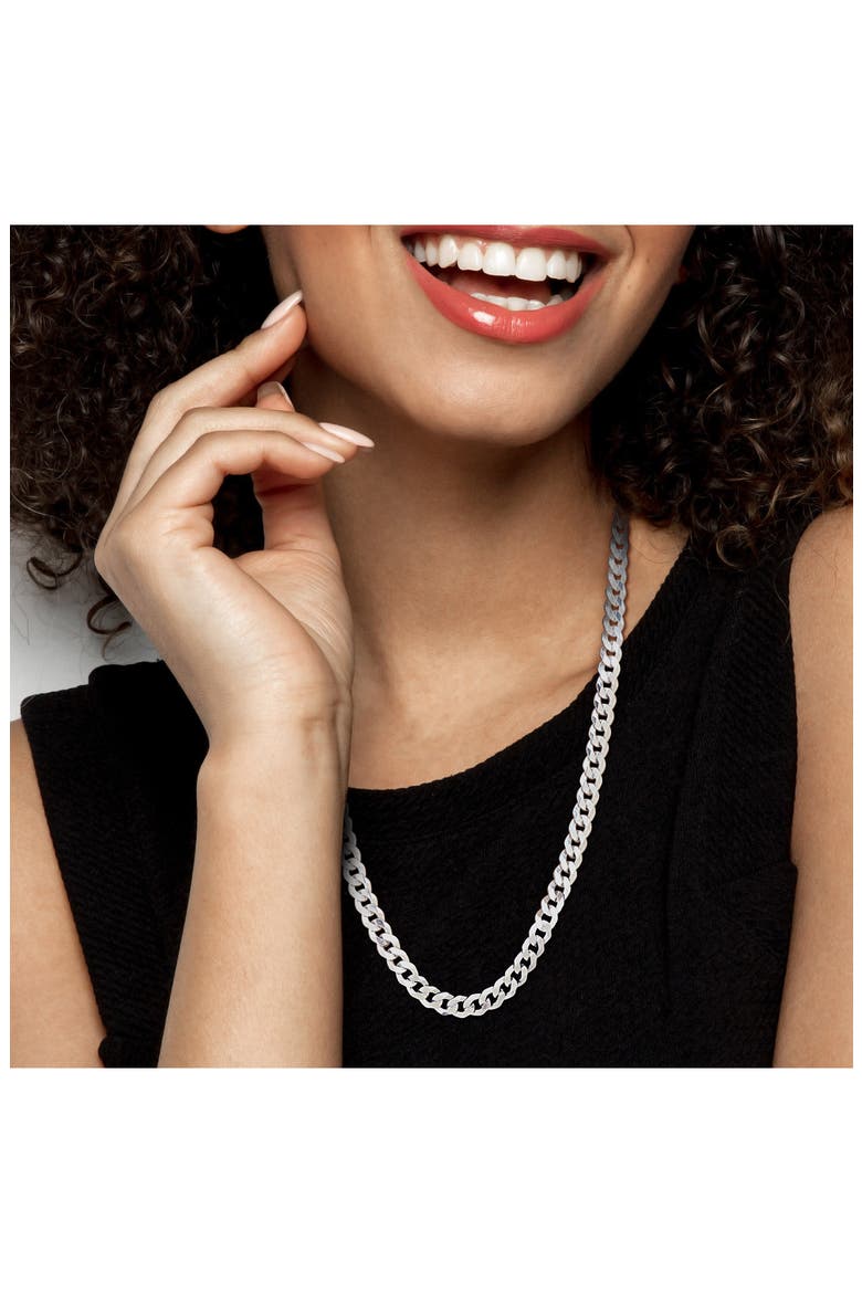 Sterling Silver Bevel Curb Chain Necklace, Alternate, color, SILVER
