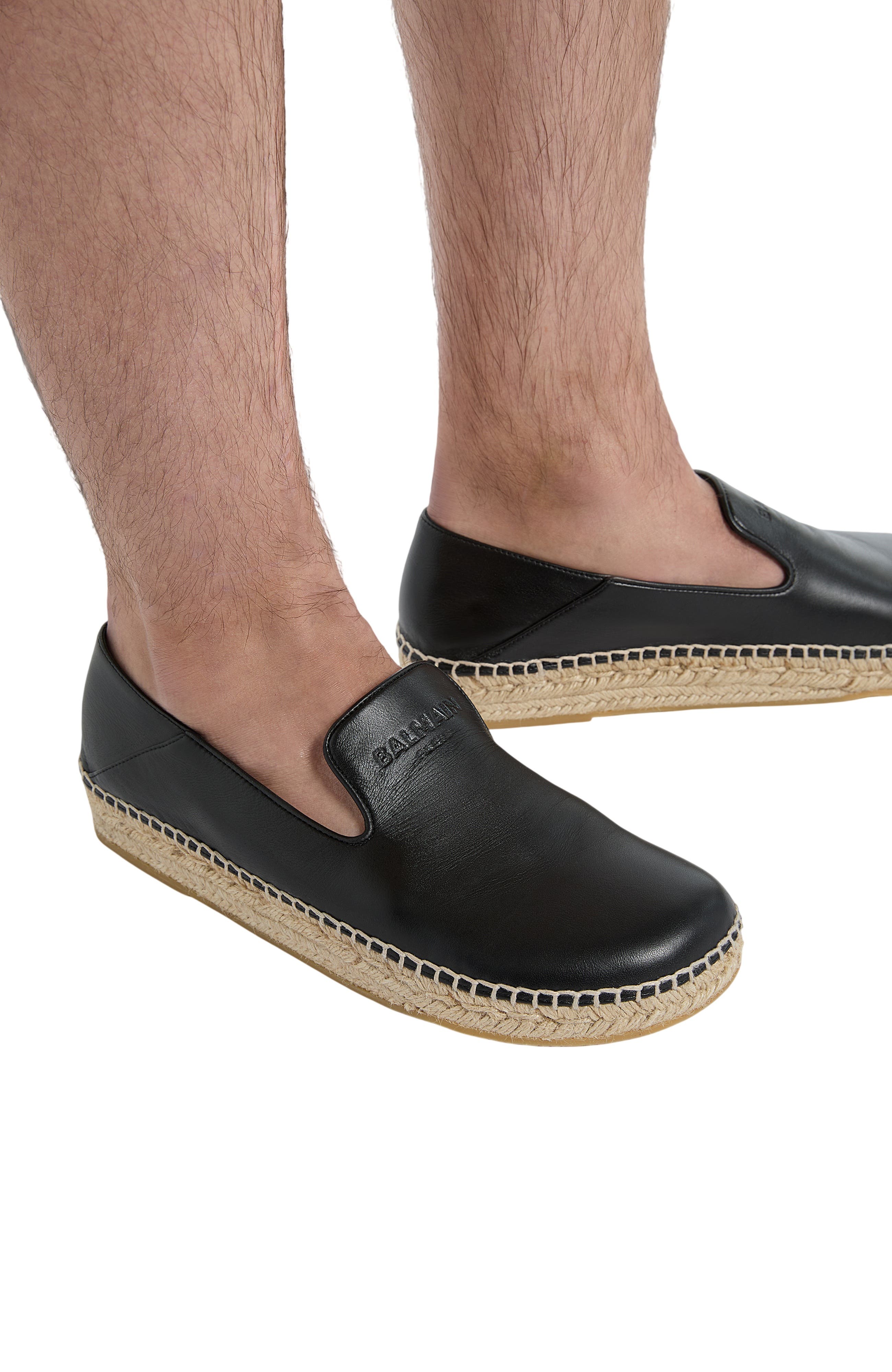Smooth leather espadrilles, Alternate, color, black