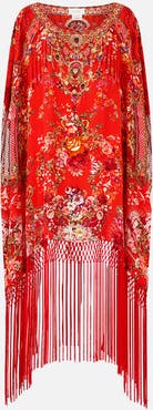 Camilla Short Round Neck Kaftan With Fringing