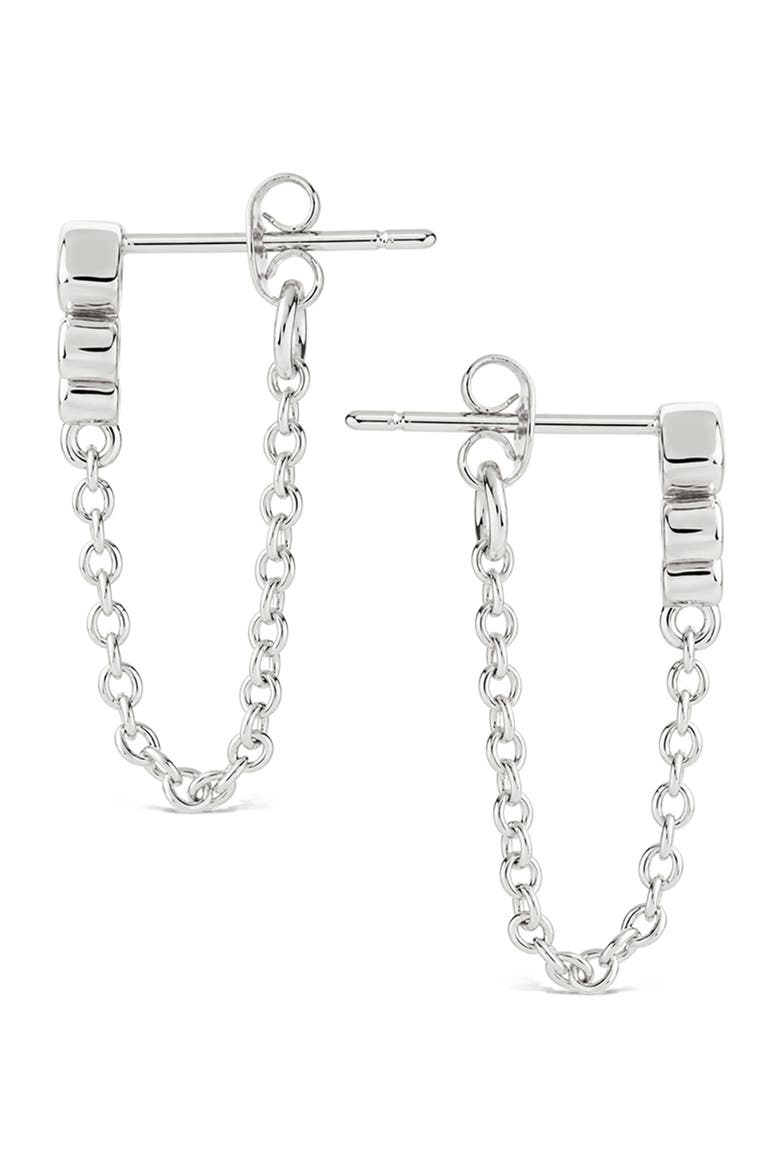 Evil Eye Chain Drop Front/Back Earrings, Alternate, color, SILVER
