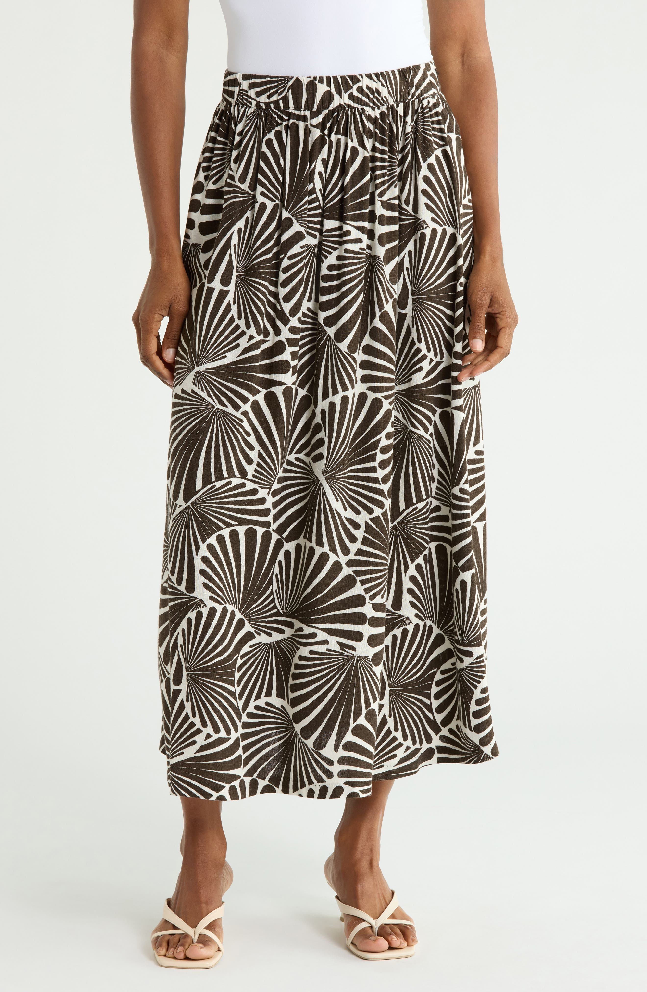Printed Full Midi Skirt
