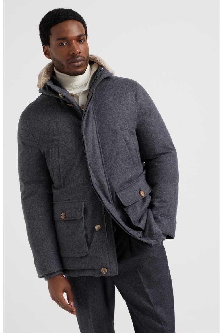 Bonded wool down parka, Alternate, color, Grey