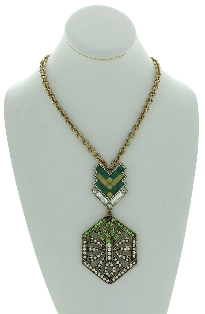 OLIVIA WELLES Rhinestone Geometric Pendant Statement Necklace, Alternate, color,