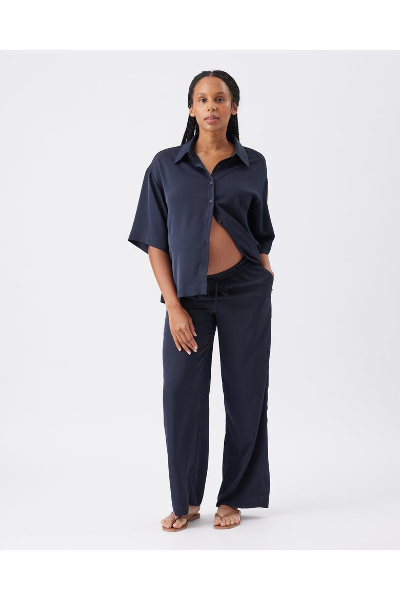 Tamara Satin Pull-On Pant, Alternate, color, Midnight