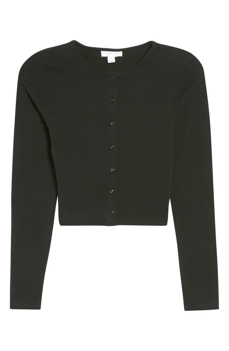 Topshop Long Sleeve Crop Cardigan, Alternate, color, 